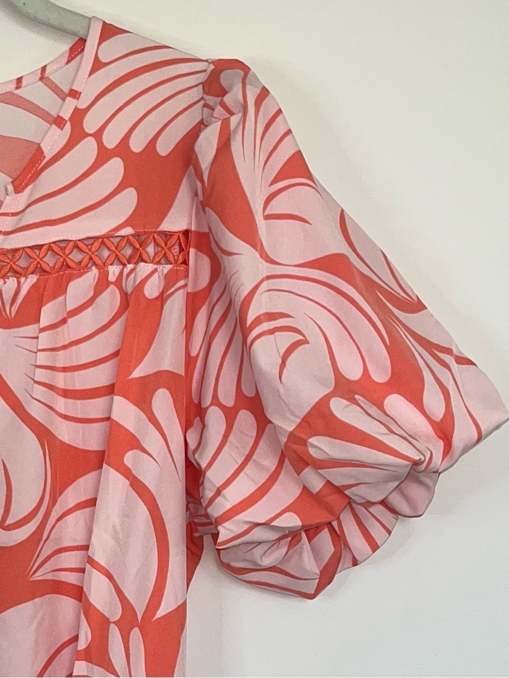 Mary Square Addison Sail Away Coral Puff Sleeve Mini Dress L Coastal Preppy NWT - Picture 5 of 12
